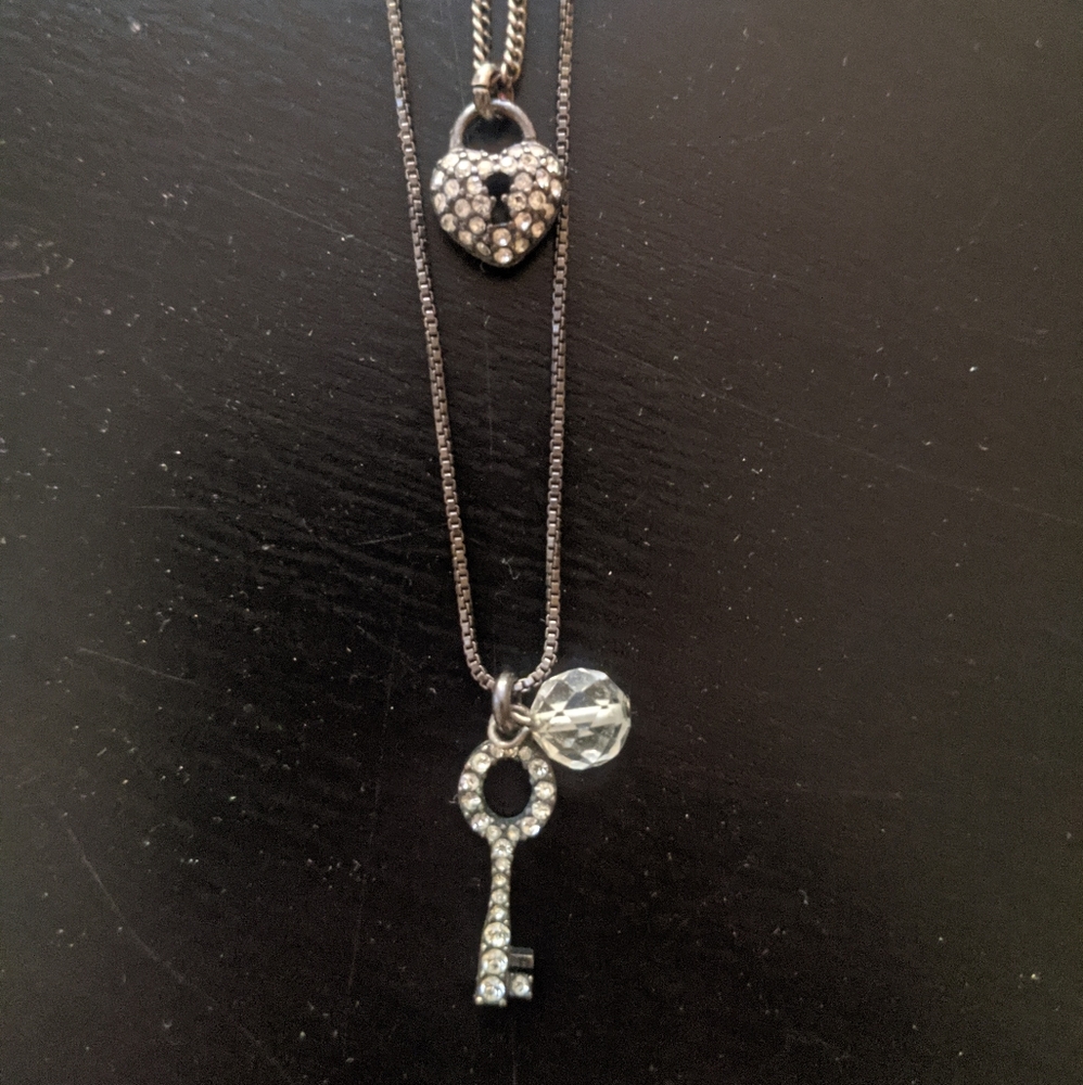 Pavé on black necklace by Fossil